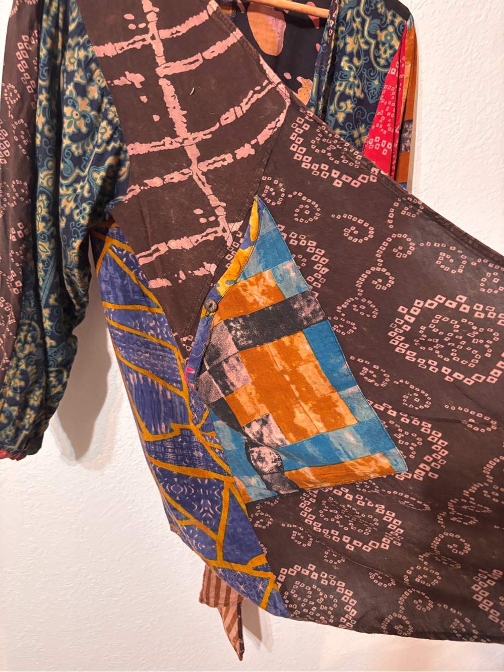 Sacred Threads Boho Mixed Print Open Front Festival Kimono Top Large/XL - Picture 4 of 6